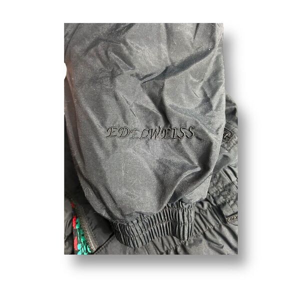 Vintage Edelweiss Skiwear Women’s Ski Bunny Bomber Jacket M Black Purple Retro - Picture 10 of 10